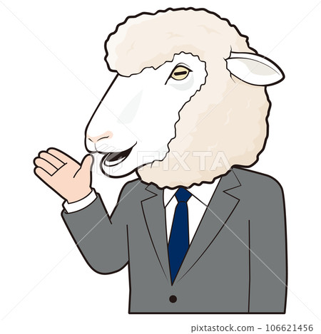 Male office worker wearing a sheep mask 106621456