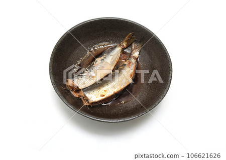 Boiled sardines on white background Boiled sardines on white background 106621626