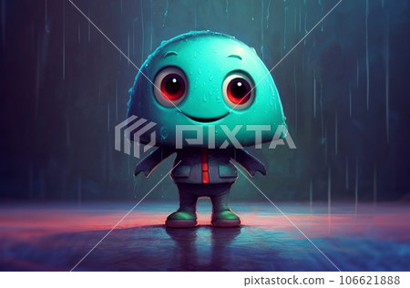 Funny monster under rain. Halloween concept. Funny monster under rain. Halloween concept. 106621888