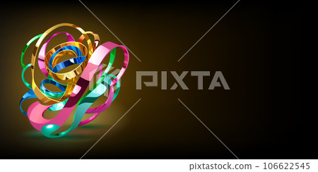 Abstract background with a figure of intertwined metallic ribbons Abstract background with a figure of intertwined metallic ribbons 106622545