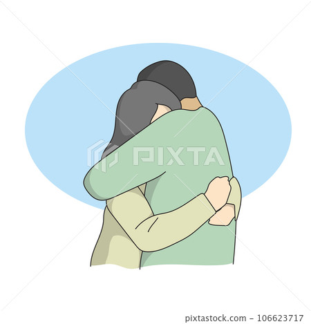 love couple hugging on blue copy space illustration vector hand drawn isolated on white background 106623717