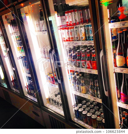 Delicious cold alcohol in the refrigerator at a liquor store Delicious cold alcohol in the refrigerator at a liquor store 106623844
