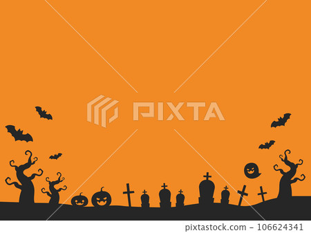 Halloween cute frame, orange simple background, horizontal size Halloween cute frame, orange simple background, horizontal size 106624341