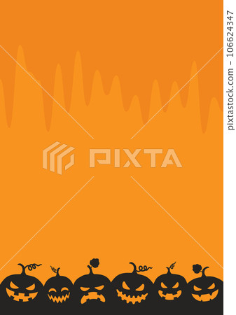 Jack-o-lantern silhouette with orange background Jack-o-lantern silhouette with orange background 106624347