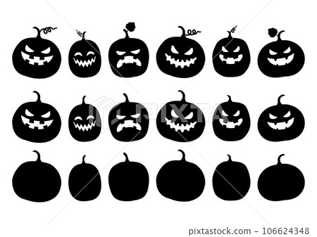 Halloween illustration material set, cute pumpkin icon, black Halloween illustration material set, cute pumpkin icon, black 106624348