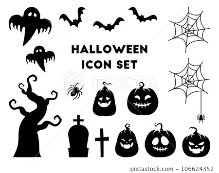 Halloween illustration material set, black Halloween illustration material set, black 106624352