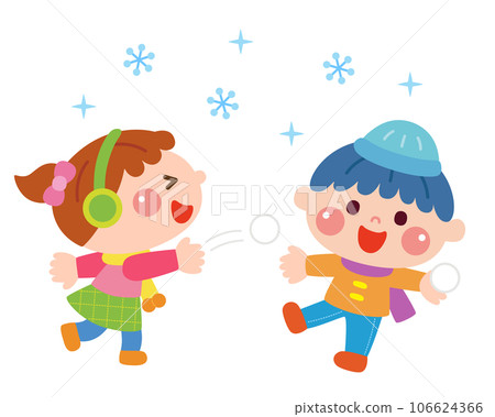 Illustration of children playing snow 106624366