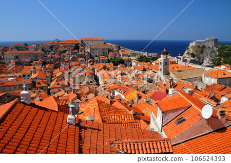 Croatia's world cultural heritage, Adriatic pearl Dubrovnik Old town and Lovrijenac fortress seen from the castle walls Croatia's world cultural heritage, Adriatic pearl Dubrovnik Old town and Lovrijenac fortress seen from the castle walls 106624393