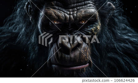 猿人憤怒的臉特寫“AI生成圖像” 106624426