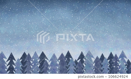 Simple horizontal background of snowy fir tree forest winter image 106624924