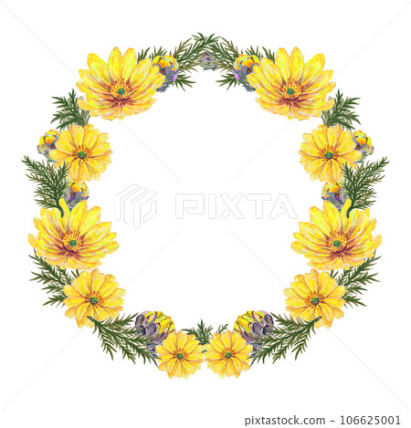 黃色福壽草圓框 106625001