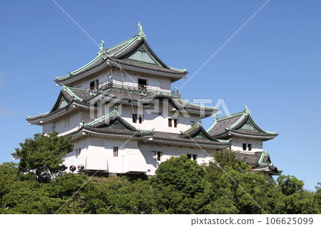 和歌山城的天守閣，背景是晴朗的藍天 106625099