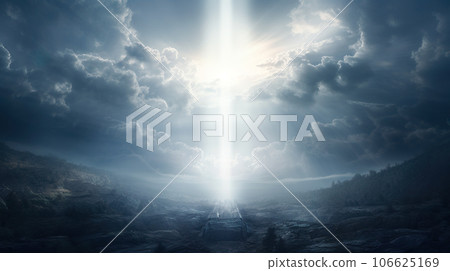 An image of mysterious light streaks from the sky "AI generated image" 106625169