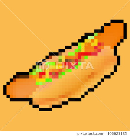 Pixel art hot dog 40×100px - Stock Illustration [106625185] - PIXTA
