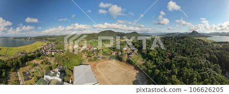 山陰海岸國立公園久美濱寧靜的鄉村風光無人機全景拍攝 山陰海岸國立公園久美濱寧靜的鄉村風光無人機全景拍攝 106626205