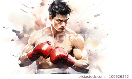 Black-haired boxer watercolor illustration "AI-generated image" Black-haired boxer watercolor illustration "AI-generated image" 106626252