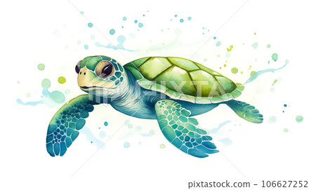 Watercolor illustration of a cute swimming sea turtle "AI generated image" Watercolor illustration of a cute swimming sea turtle "AI generated image" 106627252