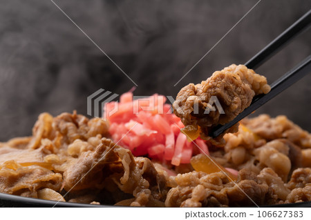Beef bowl, bowl, chopsticks Beef bowl, bowl, chopsticks 106627383