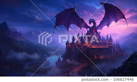 夜空的插圖出現在夢幻般的夜空中,滿月在滿月之夜閃耀著藍色 夜空的插圖出現在夢幻般的夜空中,滿月在滿月之夜閃耀著藍色 106627446