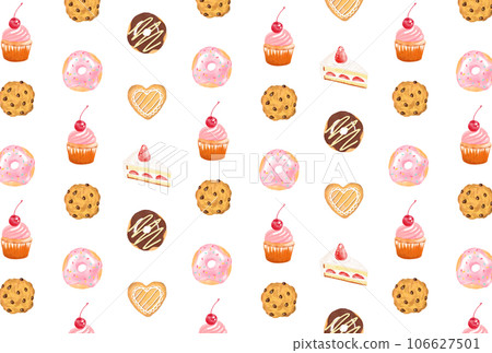 水彩糖果圖標的無縫模式 106627501