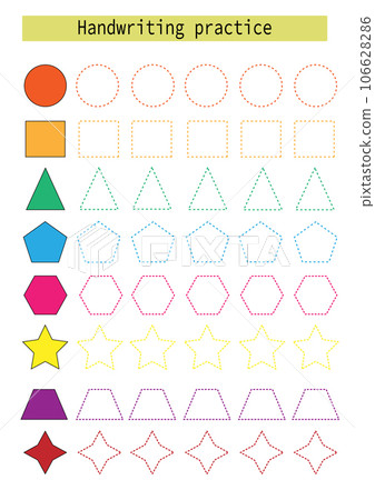 Trace lines for kids geometric shapes development practice handwriting for kids vector 106628286