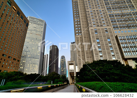 東京都廳、新宿住友大廈等西新宿摩天大樓的夜景 106628432