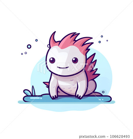 funny, cute, cartoon, animal, axolotl, adorable, illustration, nature, aquatic, character, salamander, happy, exotic, pet, amphibian, pink, water, reptile, creature, aquarium, monster, drawing, kawaii 106628493
