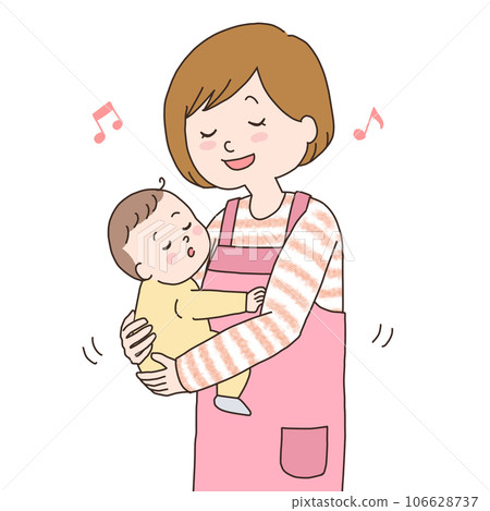 幼兒園老師抱寶寶上半身插畫 幼兒園老師抱寶寶上半身插畫 106628737