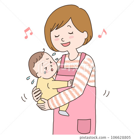幼兒園老師抱寶寶上半身插畫 幼兒園老師抱寶寶上半身插畫 106628805