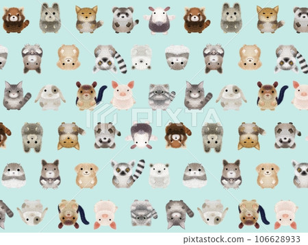 蓬鬆動物 B 無縫圖案 2 藍色 蓬鬆動物 B 無縫圖案 2 藍色 106628933
