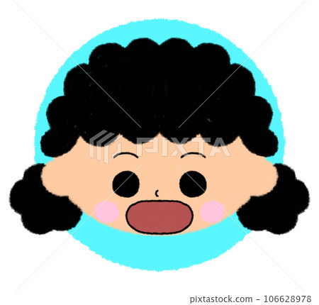 張著大嘴的女孩的臉部圖標[完美的彩色圖標] 106628978