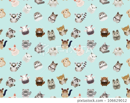 Fluffy animals B seamless pattern blue 106629012