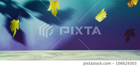 Autumn seasonal background with falling leaves - 3D Autumn seasonal background with falling leaves - 3D 106629303
