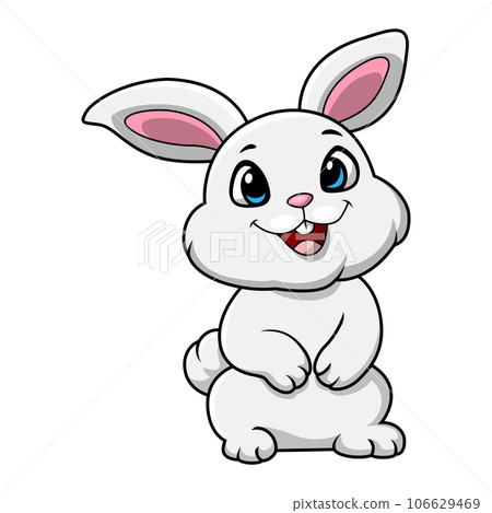 Cute white rabbit cartoon standing 106629469
