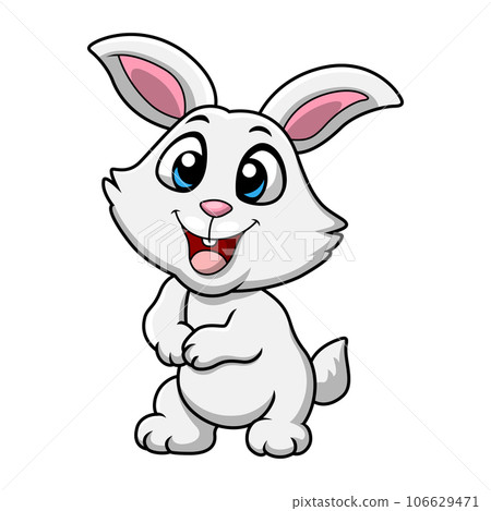 Cute white rabbit cartoon standing Cute white rabbit cartoon standing 106629471