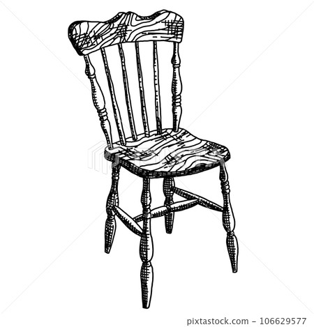 Antique style chair pen drawing/hand drawn illustration 106629577