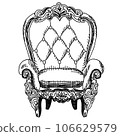 復古風格豪華椅子鋼筆劃/手繪插畫 106629579
