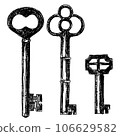 復古風格鑰匙筆繪圖/手繪插圖 106629582