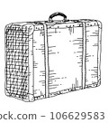 復古風格行李箱鋼筆劃/手繪插畫 106629583
