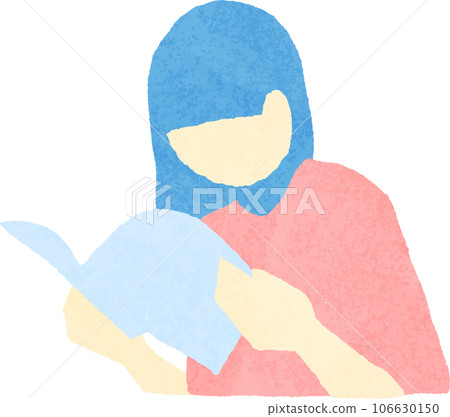 A woman reading a book with a hand-drawn touch A woman reading a book with a hand-drawn touch 106630150