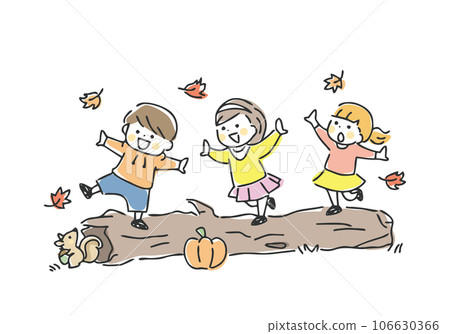 Autumn leaves and children illustration Autumn leaves and children illustration 106630366