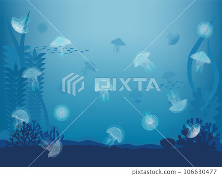 Background material of jellyfish floating in the sea Horizontal orientation Background material of jellyfish floating in the sea Horizontal orientation 106630477