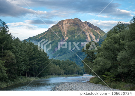 Yake dake mountain in Kamikochi. Famous mountain for trekking and hiking in Matsumoto,Nagano,Japan Yake dake mountain in Kamikochi. Famous mountain for trekking and hiking in Matsumoto,Nagano,Japan 106630724