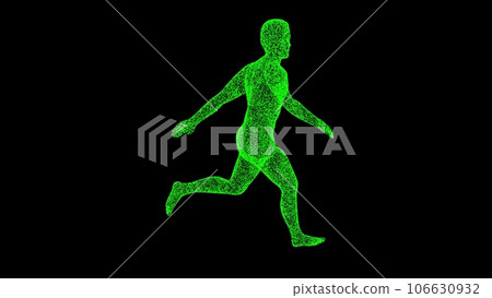 3D Running Man on black background. Sport and Recreation concept. Anatomy of a running man. Business advertising backdrop. For title, text, presentation. 3d animation. 3D Running Man on black background. Sport and Recreation concept. Anatomy of a running man. Business advertising backdrop. For title, text, presentation. 3d animation. 106630932