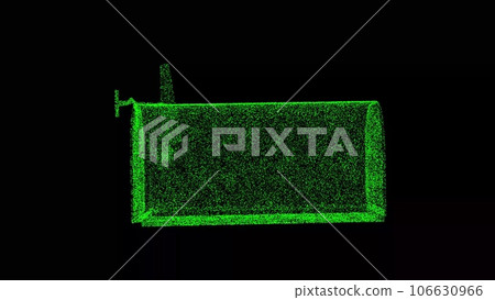 3D Mail box on black background. Communication concept. Delivery of letters and information. Business advertising backdrop. For title, text, presentation. 3d animation. 3D Mail box on black background. Communication concept. Delivery of letters and information. Business advertising backdrop. For title, text, presentation. 3d animation. 106630966