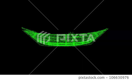 3D Wooden boat on black background. Water transport concept. Fishing boat. Business advertising backdrop. For title, text, presentation. 3d animation. 106630976