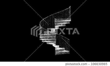 3D spiral staircase on black background. Architectural Construction concept. The Endless Staircase. Business advertising backdrop. For title, text, presentation. 3d animation. 106630985