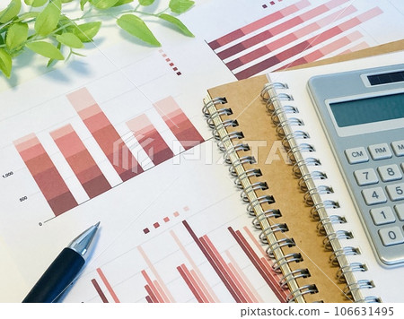 Red graph materials, calculator and notebook Red graph materials, calculator and notebook 106631495