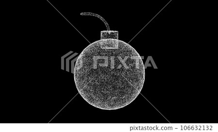 3D Bomb on black background. War weapon concept. Military store and sale of weapons. Old fashioned fuse bomb. For title, text, presentation. Business advertising backdrop. 3d animation. 3D Bomb on black background. War weapon concept. Military store and sale of weapons. Old fashioned fuse bomb. For title, text, presentation. Business advertising backdrop. 3d animation. 106632132