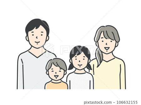 一家四口微笑/上半身 106632155